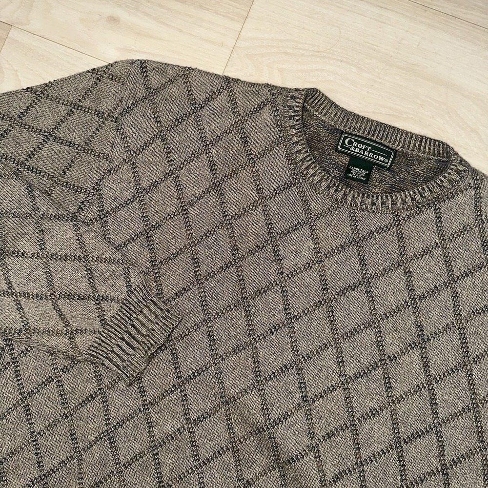 Vintage Croft & Barrow Sweater Mens Large Tall Geometric Pullover Knit 90s USA
